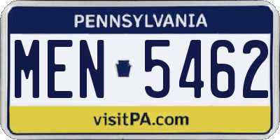 PA license plate MEN5462