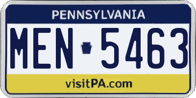 PA license plate MEN5463
