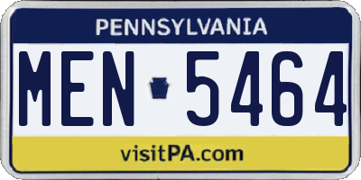 PA license plate MEN5464