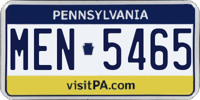 PA license plate MEN5465