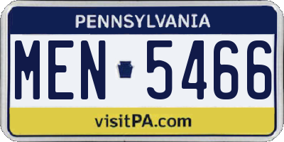 PA license plate MEN5466