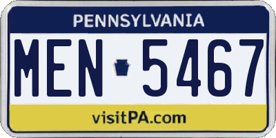 PA license plate MEN5467