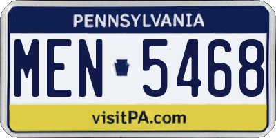 PA license plate MEN5468