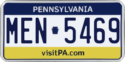 PA license plate MEN5469
