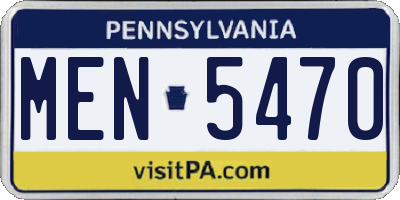 PA license plate MEN5470