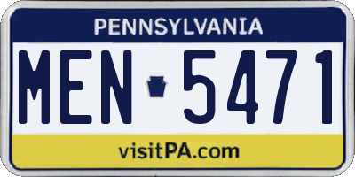 PA license plate MEN5471