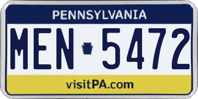PA license plate MEN5472