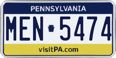 PA license plate MEN5474
