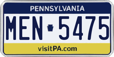PA license plate MEN5475