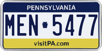 PA license plate MEN5477