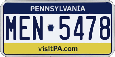 PA license plate MEN5478