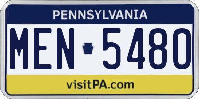PA license plate MEN5480