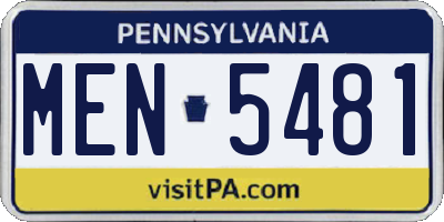 PA license plate MEN5481