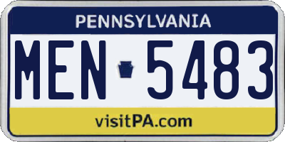 PA license plate MEN5483