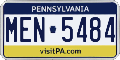 PA license plate MEN5484