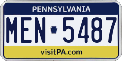 PA license plate MEN5487