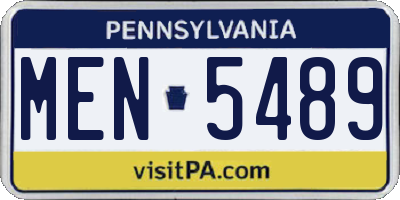 PA license plate MEN5489