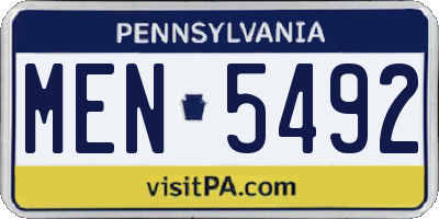 PA license plate MEN5492
