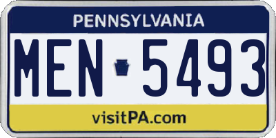 PA license plate MEN5493