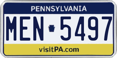 PA license plate MEN5497