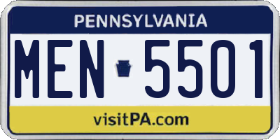 PA license plate MEN5501