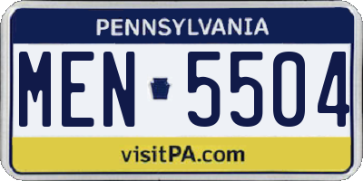 PA license plate MEN5504