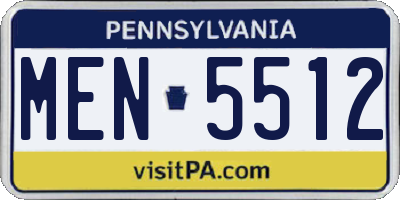 PA license plate MEN5512