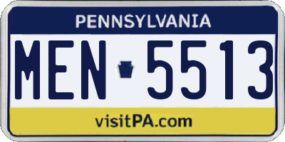 PA license plate MEN5513