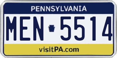 PA license plate MEN5514