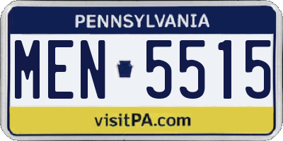 PA license plate MEN5515