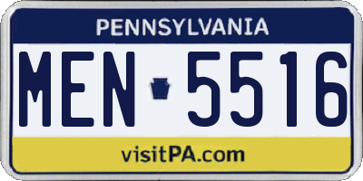 PA license plate MEN5516