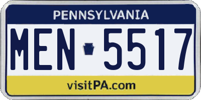 PA license plate MEN5517