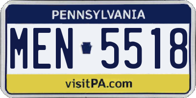 PA license plate MEN5518