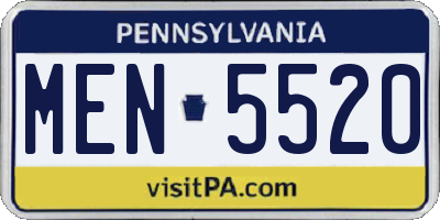 PA license plate MEN5520
