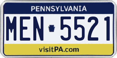 PA license plate MEN5521