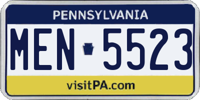 PA license plate MEN5523