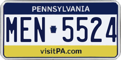 PA license plate MEN5524