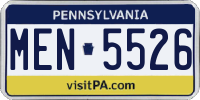 PA license plate MEN5526