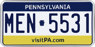 PA license plate MEN5531
