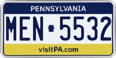 PA license plate MEN5532