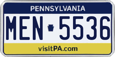 PA license plate MEN5536