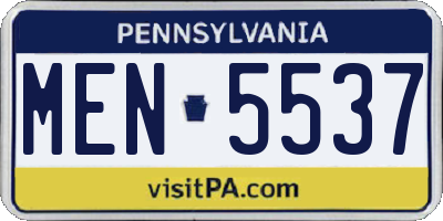 PA license plate MEN5537