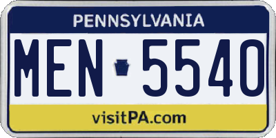 PA license plate MEN5540