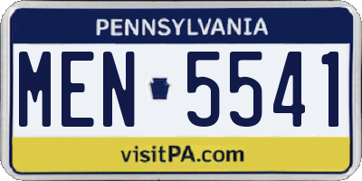 PA license plate MEN5541