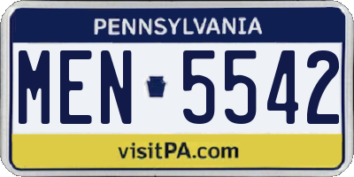PA license plate MEN5542