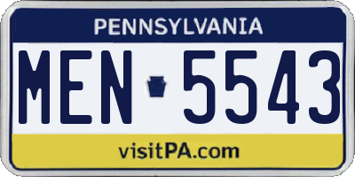 PA license plate MEN5543
