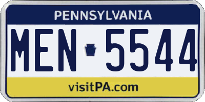 PA license plate MEN5544