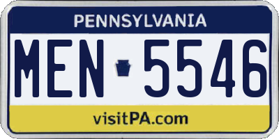 PA license plate MEN5546