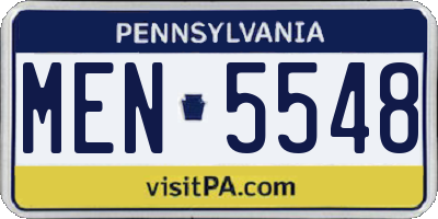 PA license plate MEN5548