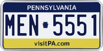 PA license plate MEN5551